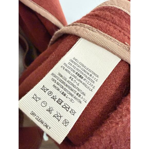 Free People Sierra Slouchy Belted Long Wool Coat RUST BROWN Red Orange Medium - Picture 4 of 4